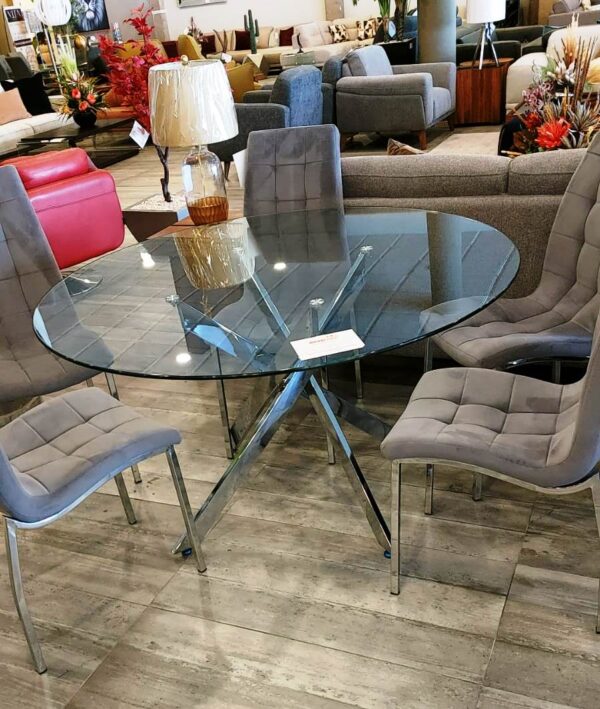 MESA P/COMEDOR CODIMUBA Y-1007 REDONDA CRISTAL CLARO