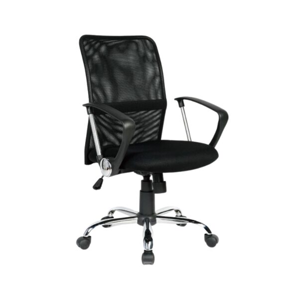 SILLON AGF Y-1748B NEGRO RESP MALLA BASE 5 PUNTAS CROMADAS
